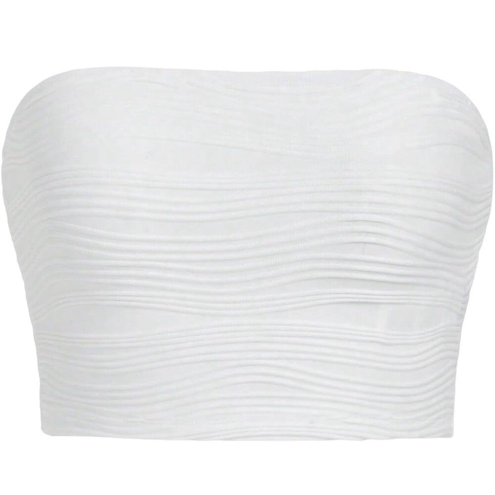 NWT Verdusa Women's Backless Asymmetrical Hem Texture Strapless Bandeau Tube Top